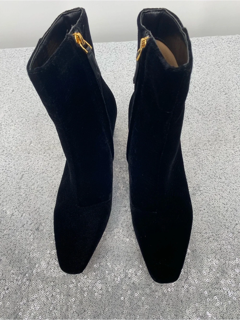 Lauren Ralph Lauren Willa Leather Ankle Boots Black Velvet Size 6.5B